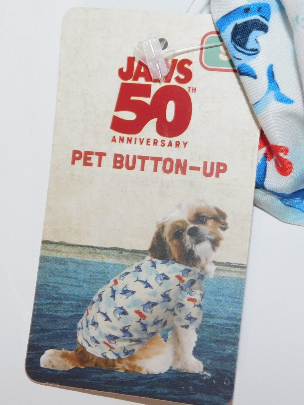 Jaws 50th Anniversary Button Up Pet Dog Shirt S New w Tag Sharks Halloween Fun